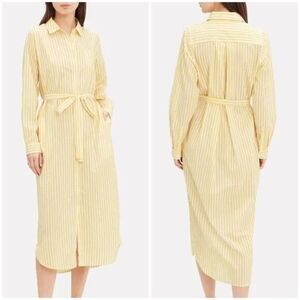 By Trovata Birds of Paradis Shirt Midi Dress S Striped‎ Yellow Classic Preppy
